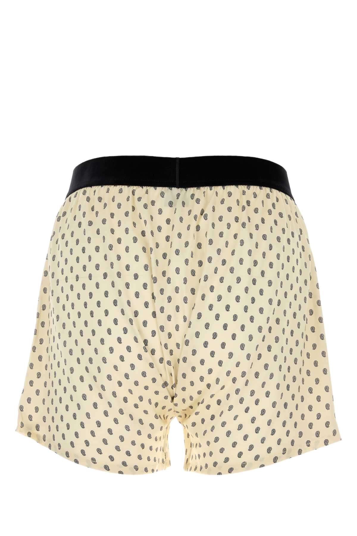 Printed Stretch Satin Boxer Ivory Se Ea Intimo