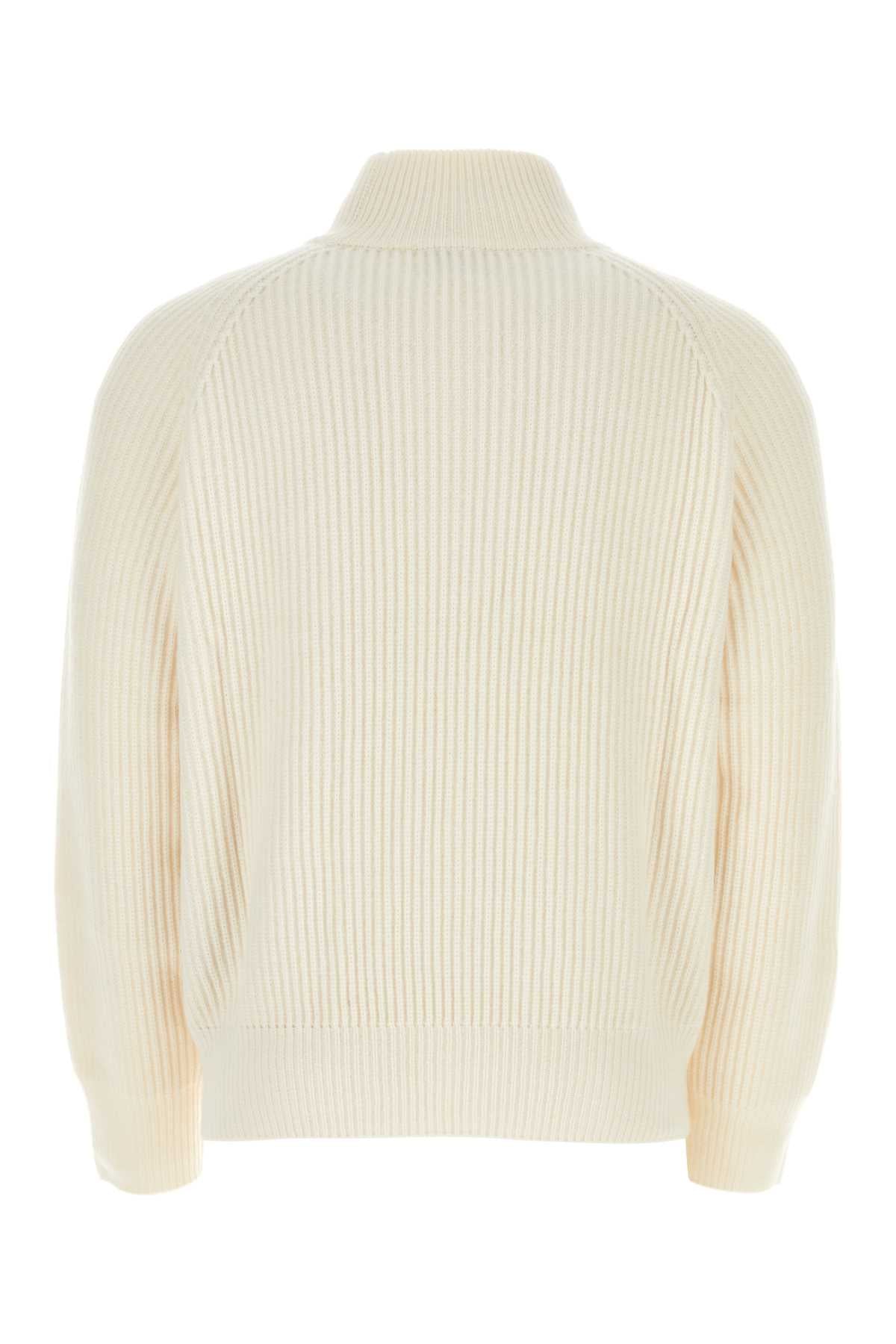 Ivory Cashmere Sweater White Exterior: Organic Maglieria