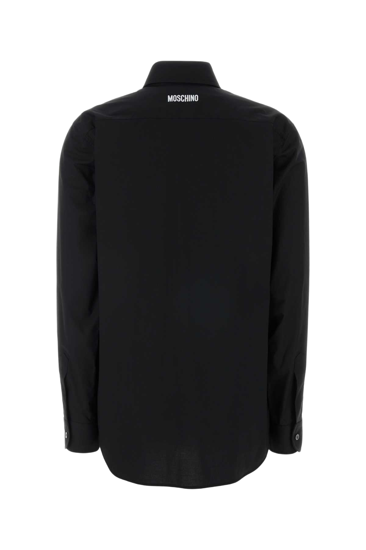 Black Stretch Poplin Shirt Fantasianero Exterior: Cotton Elastane Camicie