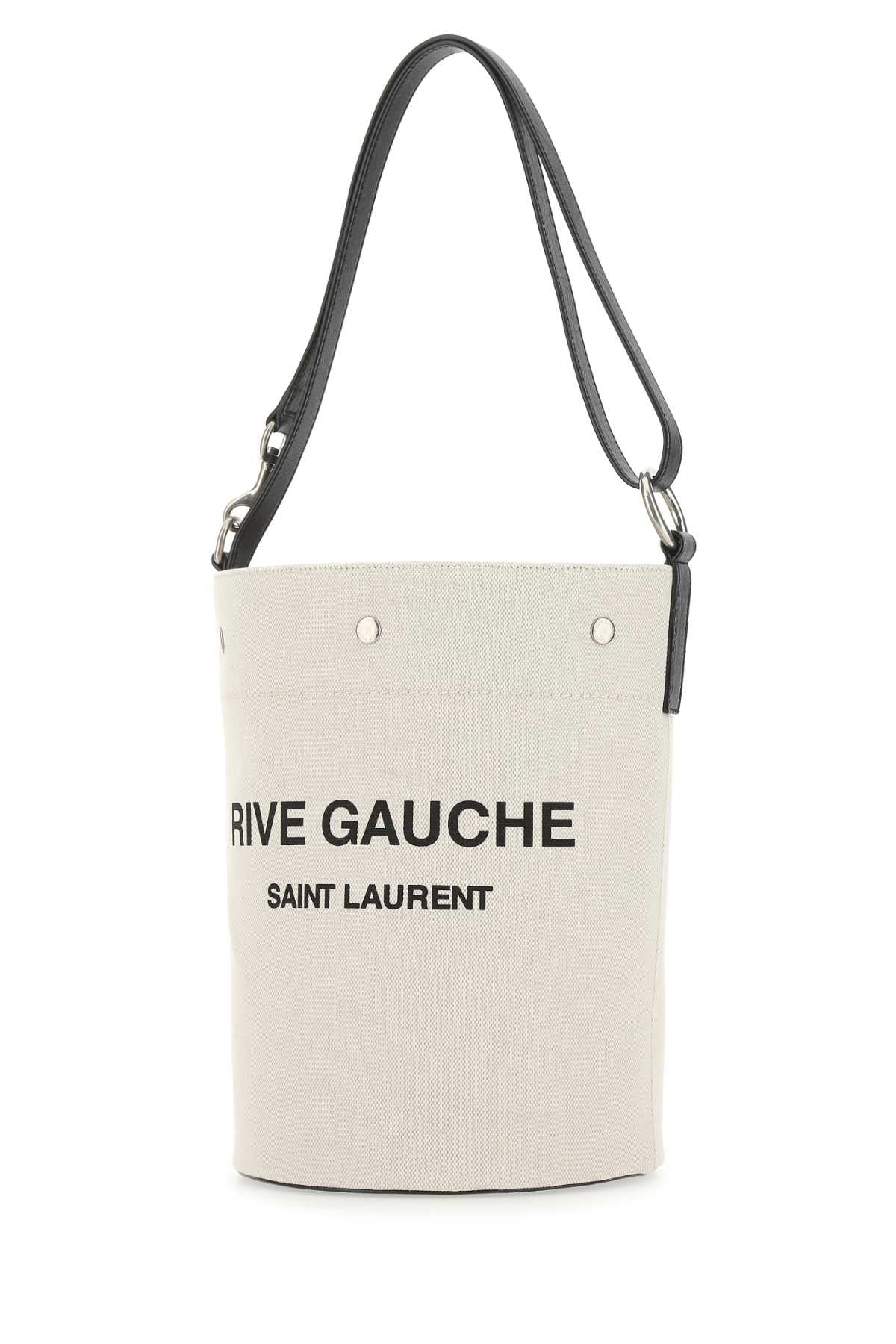 Two-Tone Canvas And Leather Medium Rive Gauche Bucket Bag 9024 Borse A Secchiello