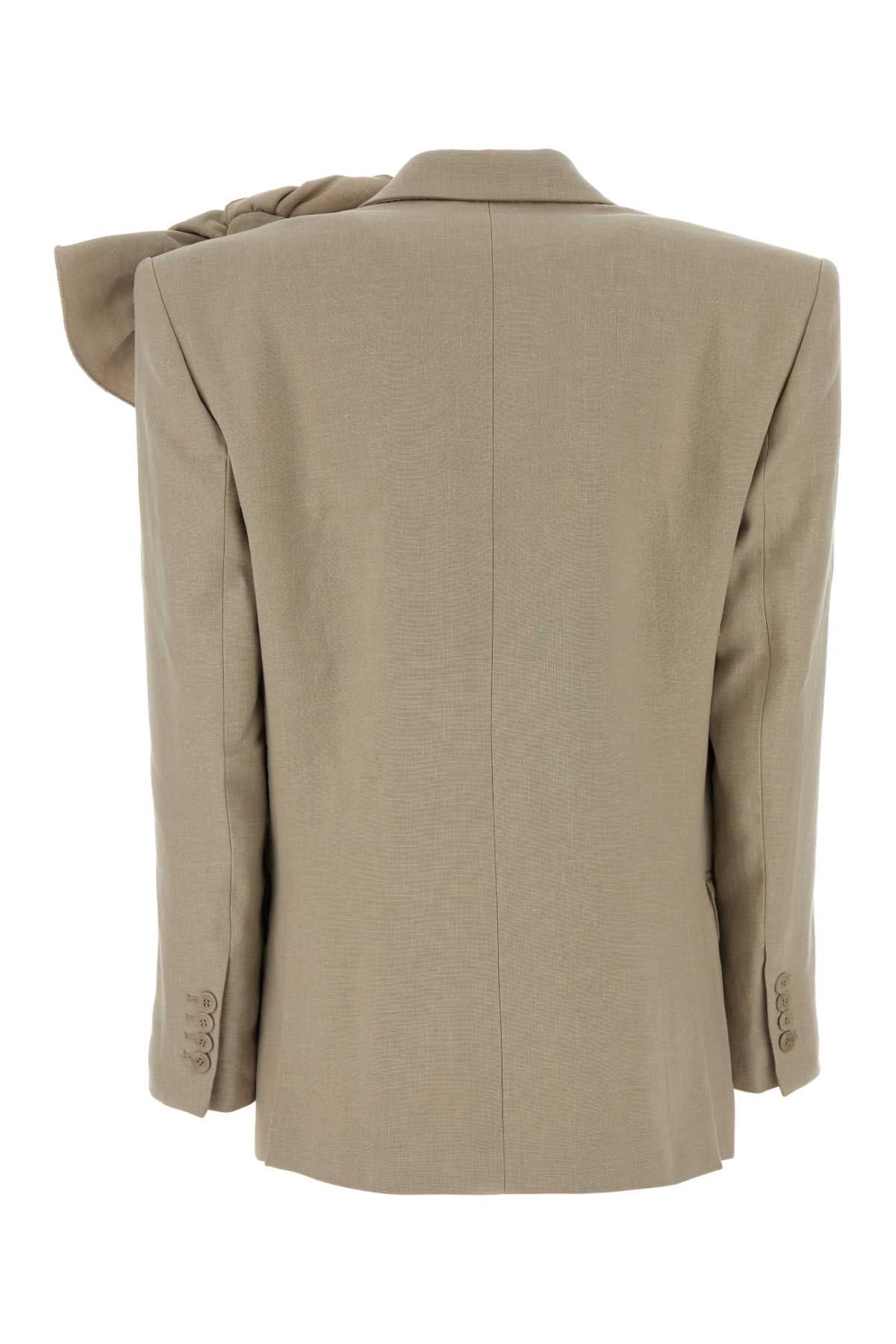 Beige Linen Blend Blazer Giacche E Gilet