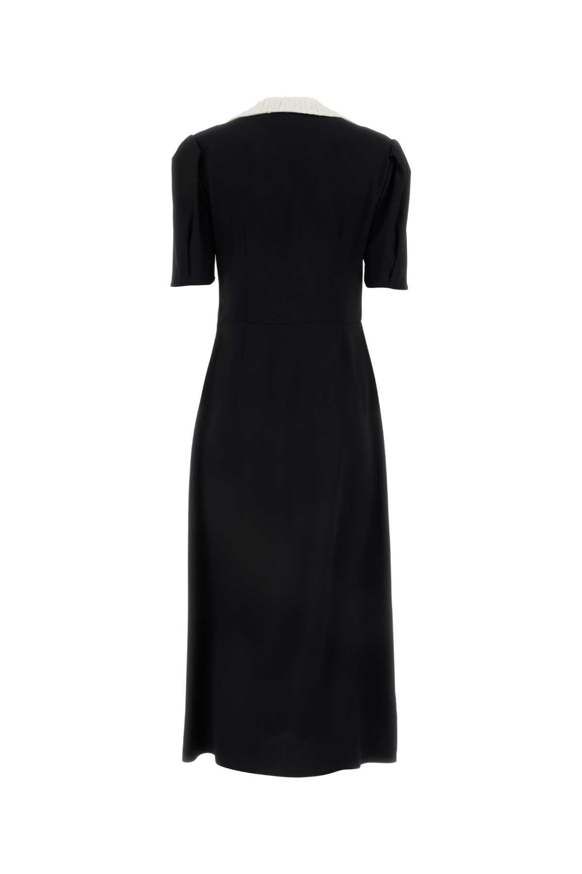 Black Crepe Shirt Dress Nero Ac Vi-vetro Ottone Abiti
