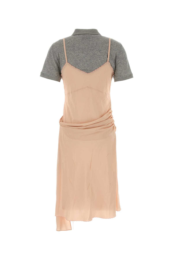 Miu Miu Marocain Crepe Dress, Woman, Peach/gray, Size 40