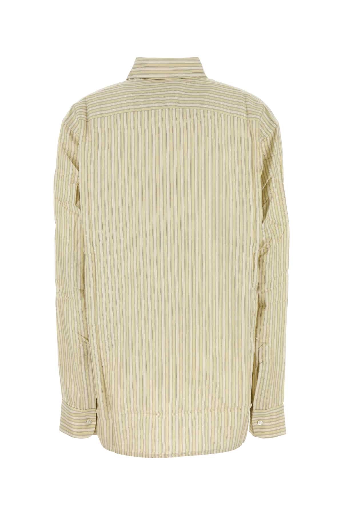Embroidered Silk Oversize Songino Shirt Stripesyellow Exterior: Camicie