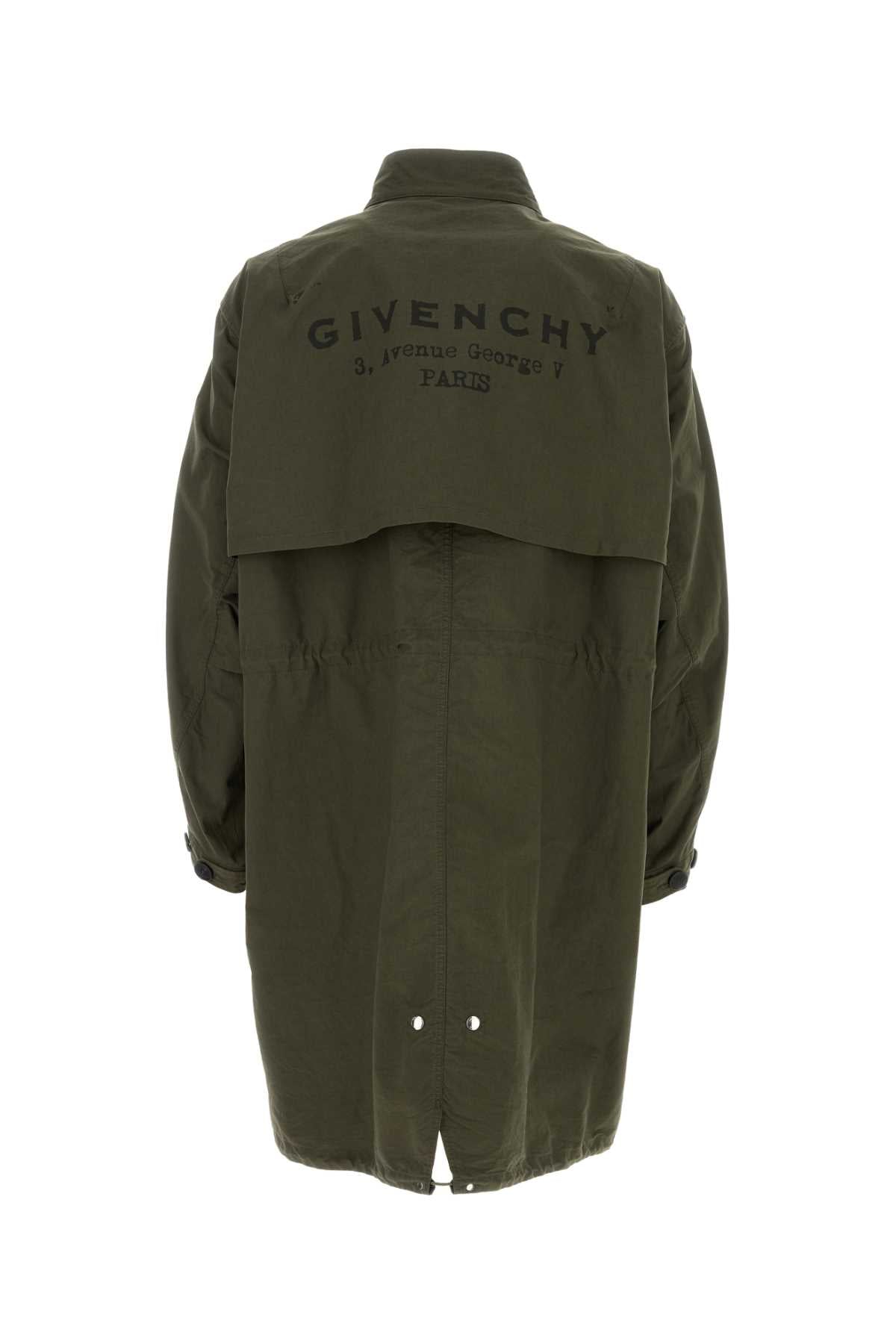 Olive Green Cotton Blend Parka Khaki Exterior: Nylon Giubbini