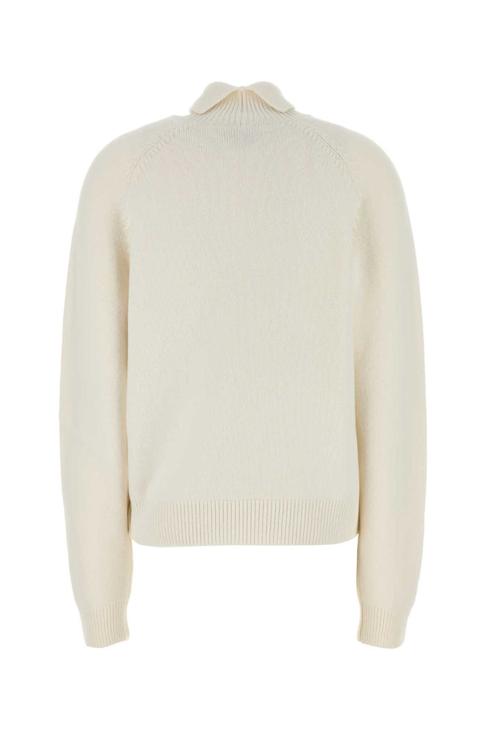 White Cashmere Blend Sweater Exterior: Nylon Maglieria
