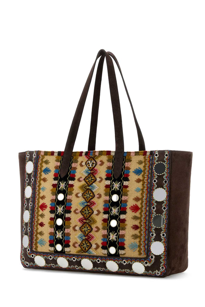 Multicolor Fabric And Suede Large Nellcãte Shopping Bag Multicolortestadimoro Borse A Mano