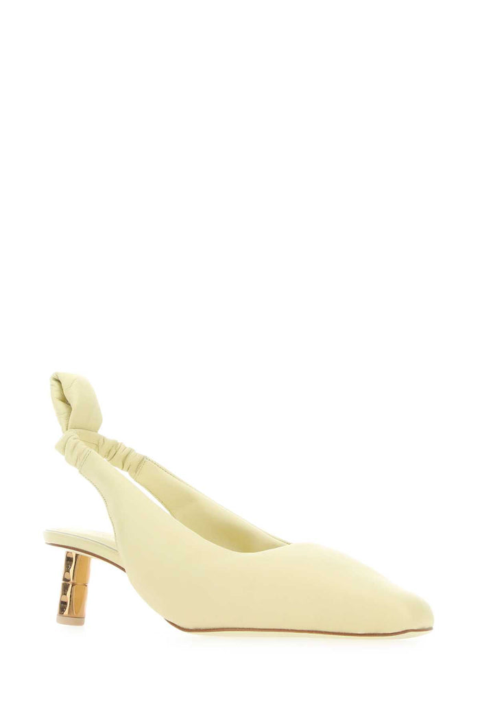 Pastel Yellow Nappa Leather Puffy Pumps Palelime Scarpe Con Tacco