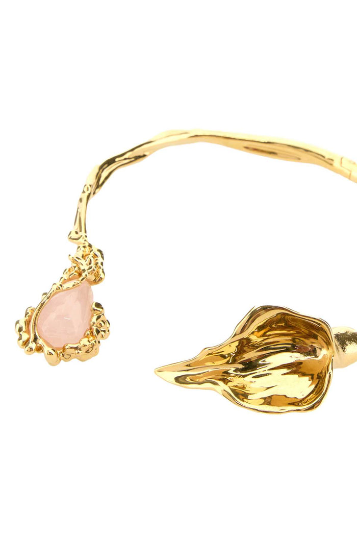 Gold Metal Chloã© Flower Soul Necklace Brassrose Quartz Collane