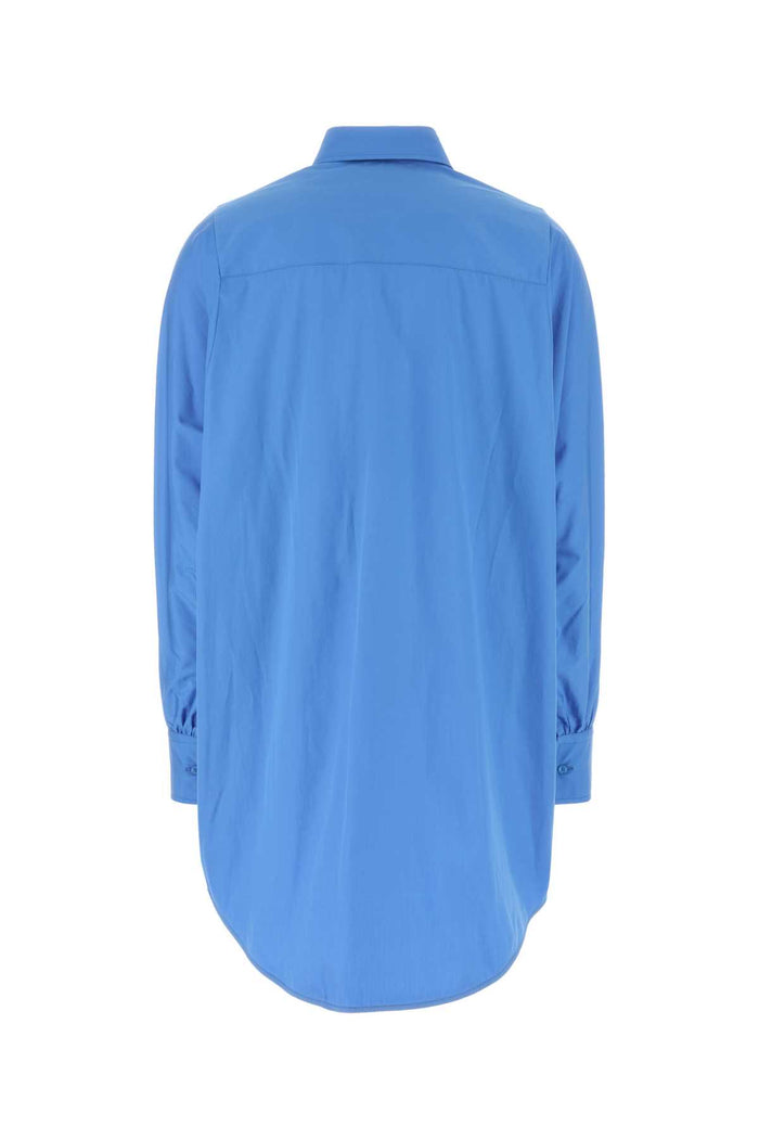 Cerulean Blue Poplin Oversize Shirt Azurblue Exterior: Cotton Camicie