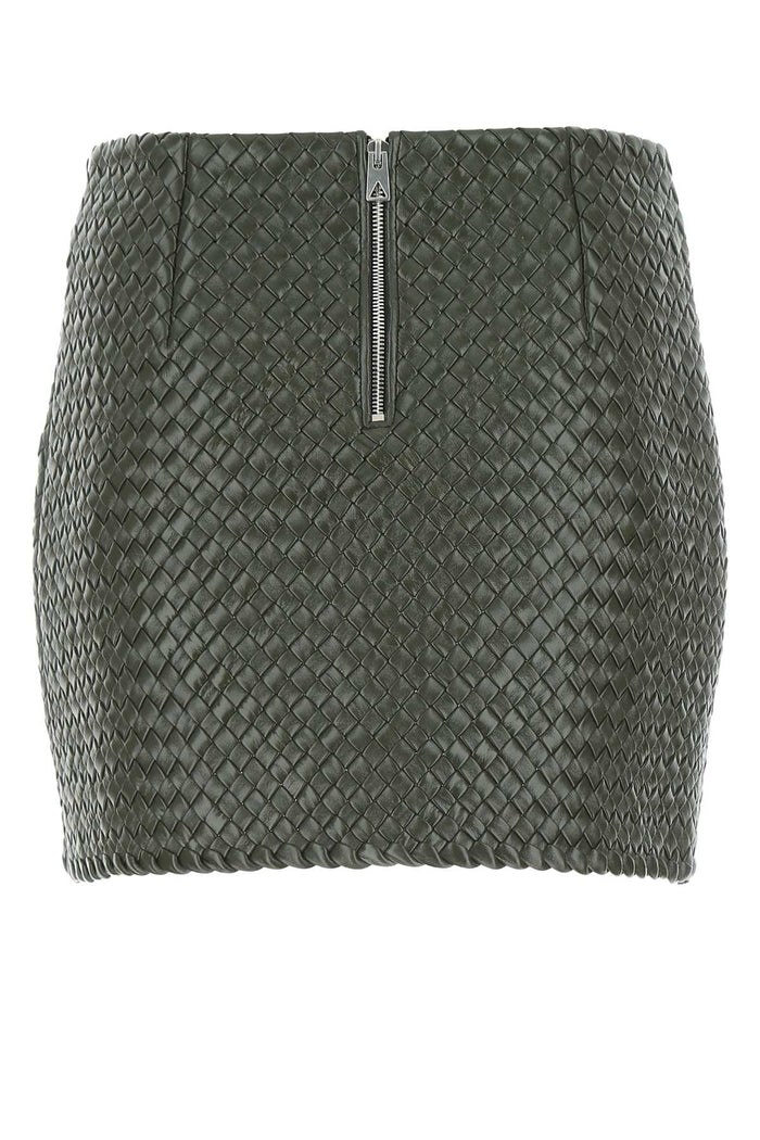 Army Green Leather Mini Skirt 2275 Exterior: Gonne