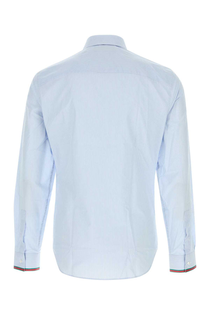 Embroidered Poplin Shirt Azurewhitemc Exterior: Cotton Camicie