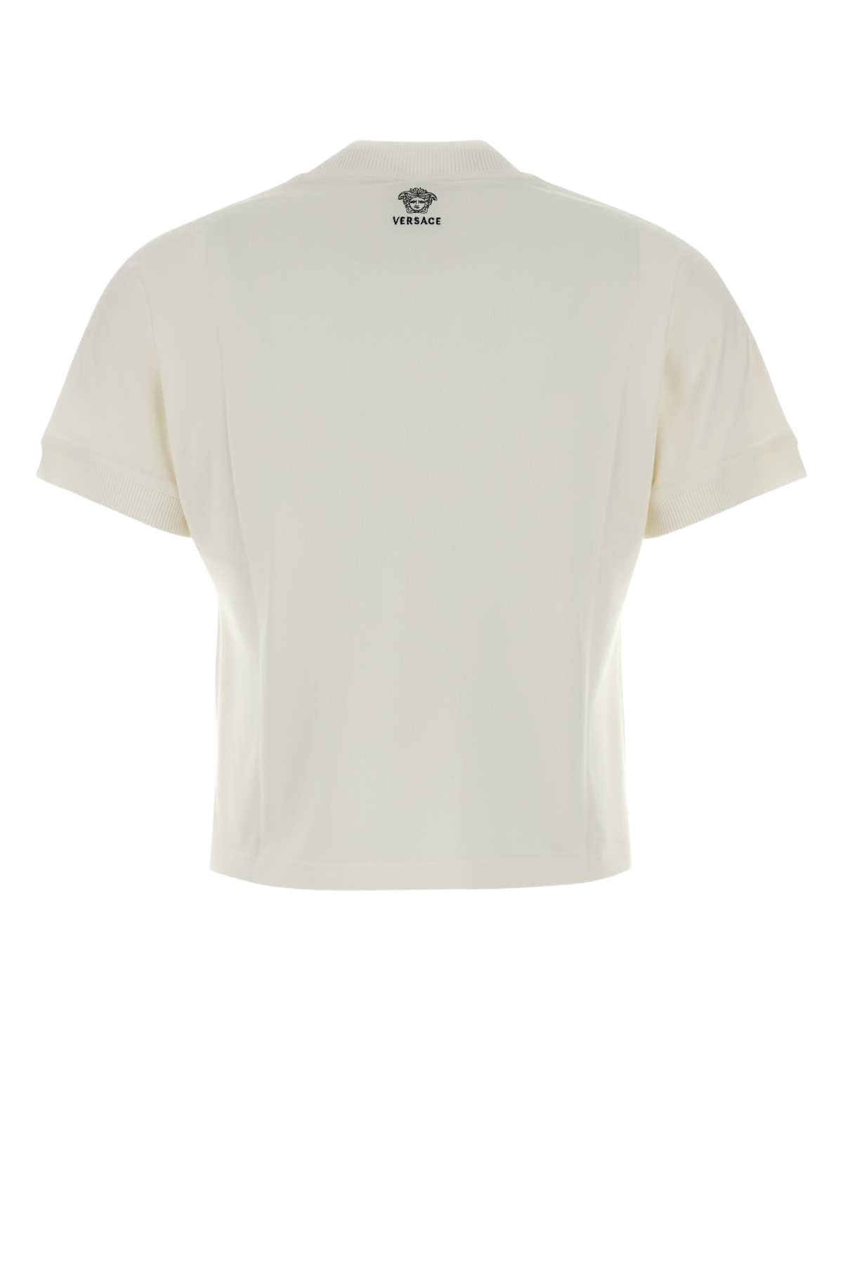 Ivory Stretch Cotton T-Shirt Opticalwhite Exterior: Elastane