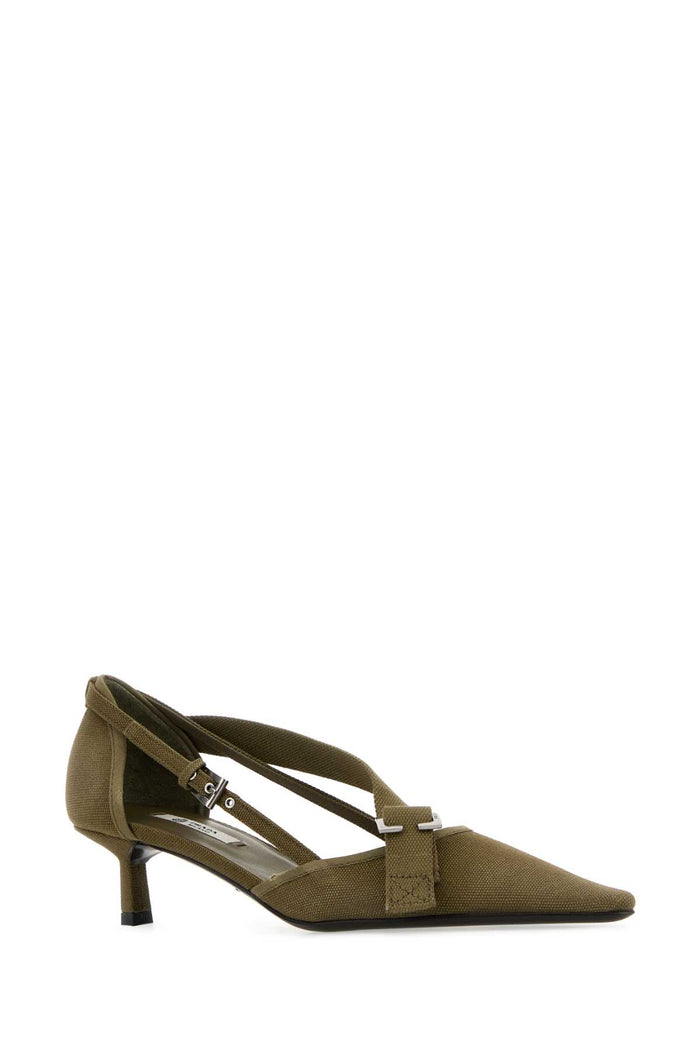 Army Green Canvas Pumps Militare Scarpe Con Tacco