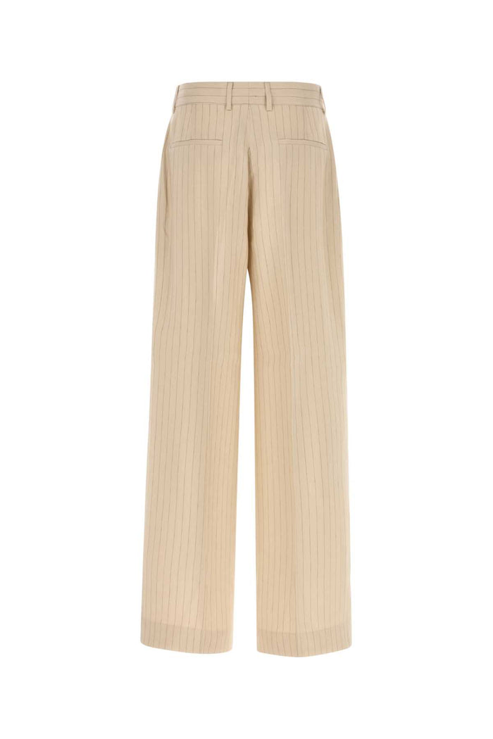 Embroidered Jersey Wide-Leg Pant Alabaster Exterior: Viscose Linen Pantaloni