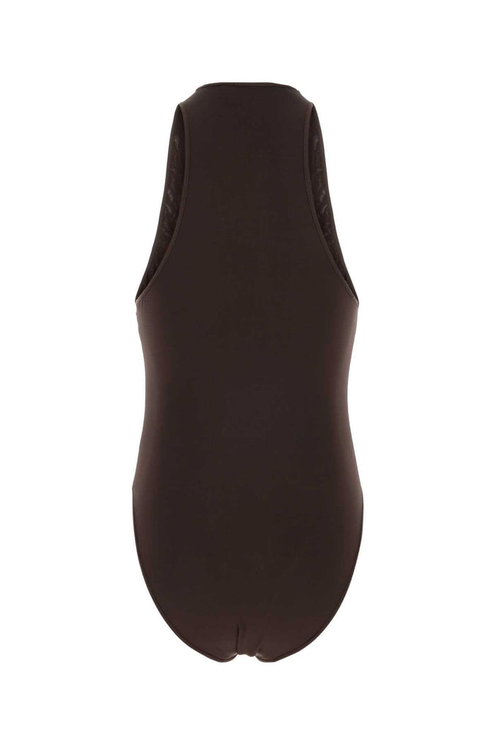 Chocolate Stretch Viscose Luna Bodysuit Abiti