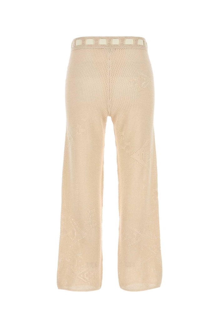 Beige Crochet Pant Cream Exterior: Cotton Pantaloni