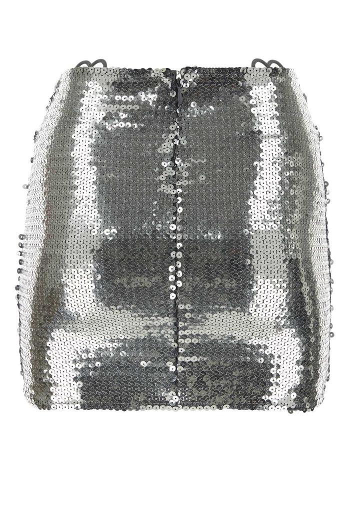 Silver Sequins Mini Skirt Msil Gonne