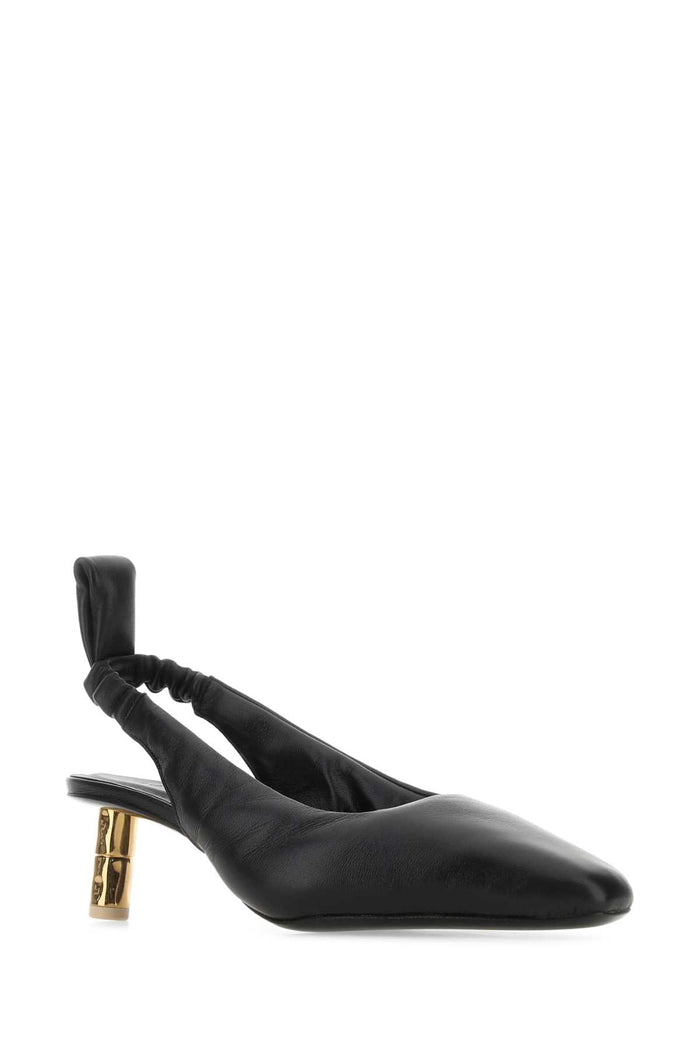 Black Nappa Leather Puffy Pumps Scarpe Con Tacco