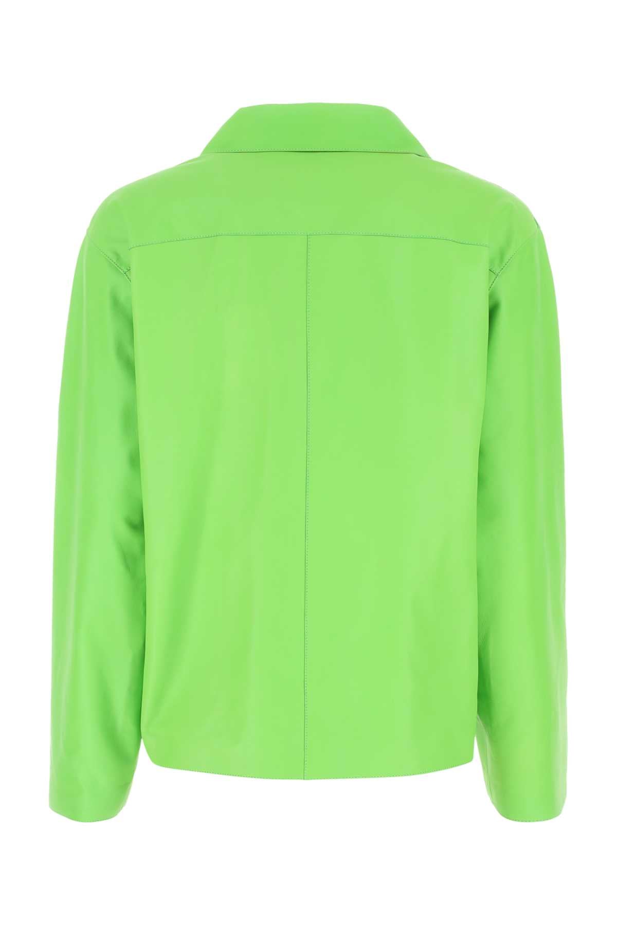 Fluo Green Leather Shirt Fluogreen Exterior: Lamb Camicie