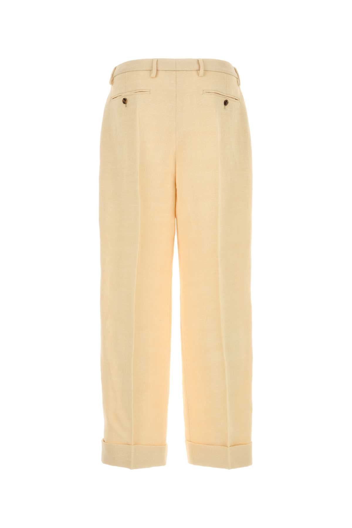 Cream Jute Blend Pant Burro Exterior: Viscose Silk Pantaloni
