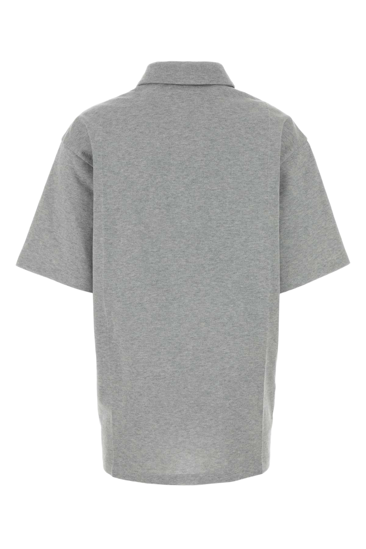 Grey Cotton Blend Oversize Polo Shirt Marmo Exterior: Polyester