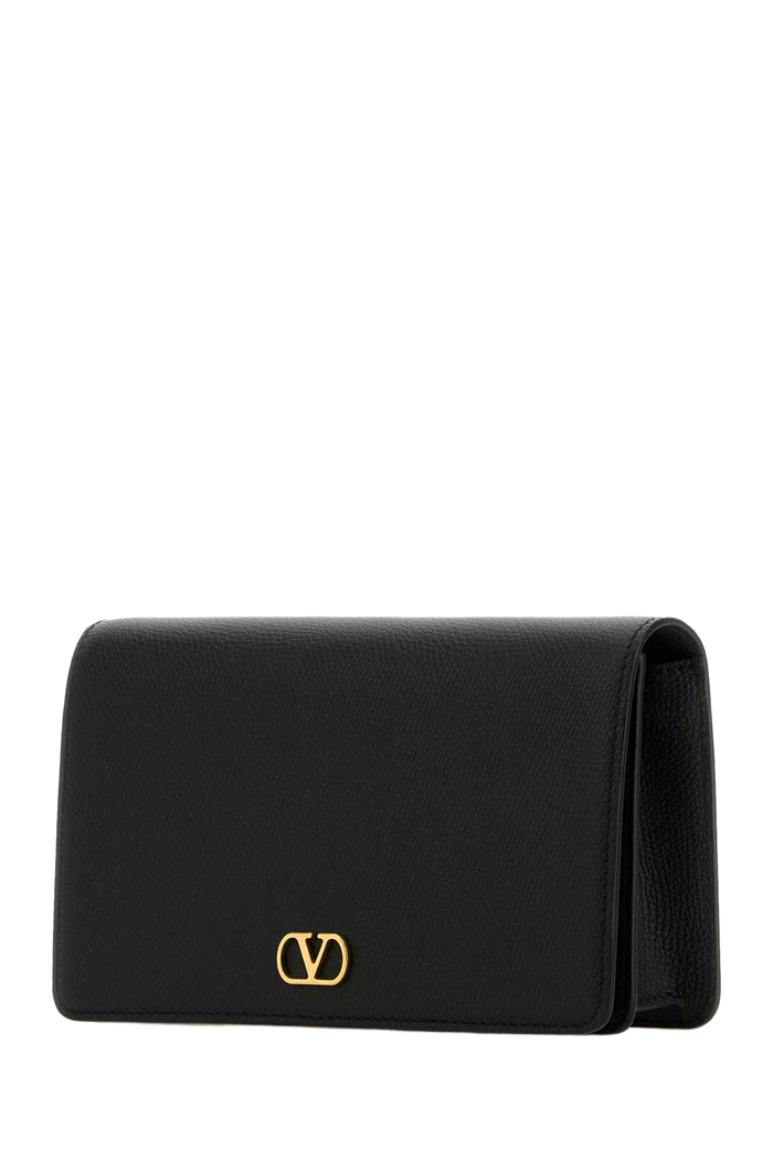 Black Leather Vlogo Signature Clutch Nero Calf - Bos Taurus