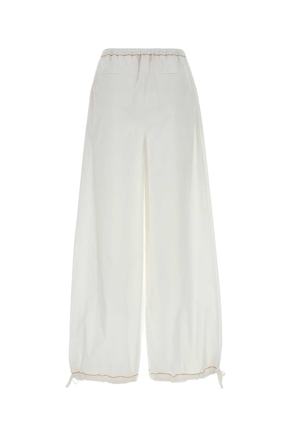 White Poplin Wide-Leg Lilywhite Exterior: Cotton Pantaloni