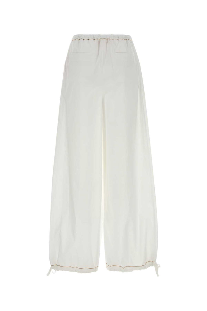 White Poplin Wide-Leg Lilywhite Exterior: Cotton Pantaloni