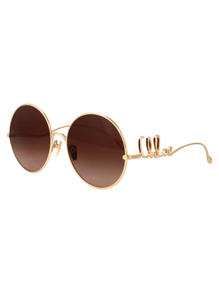 Ch0329s Gold-gold-brown Metal Sunglasses