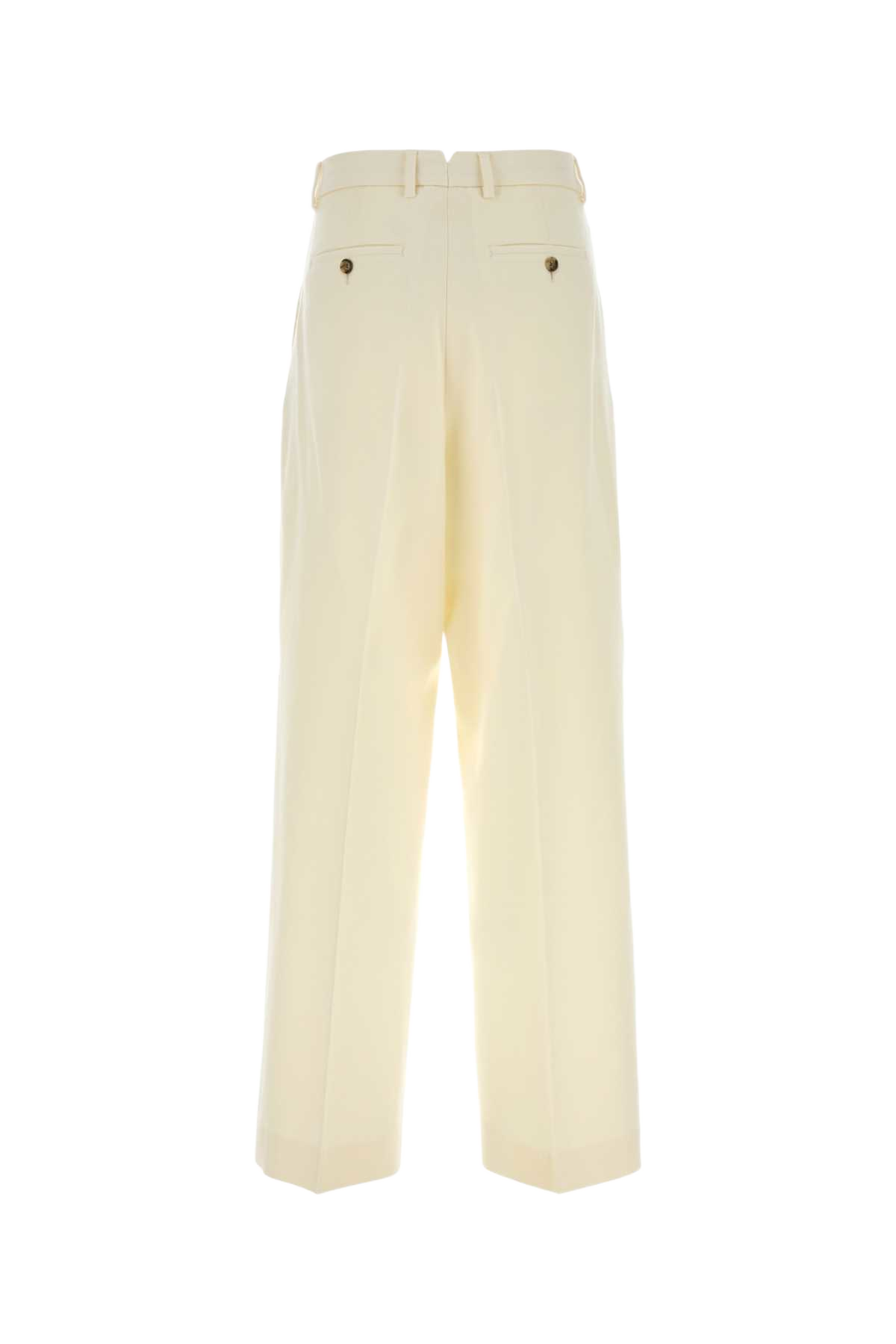 Ivory Wool Wide-Leg Pant Ivoire Exterior: Virgin Pantaloni