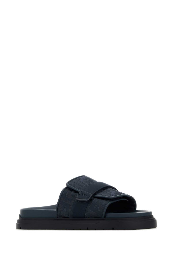 Navy Blue Fabric Chunky Slippers Abisso+abisso