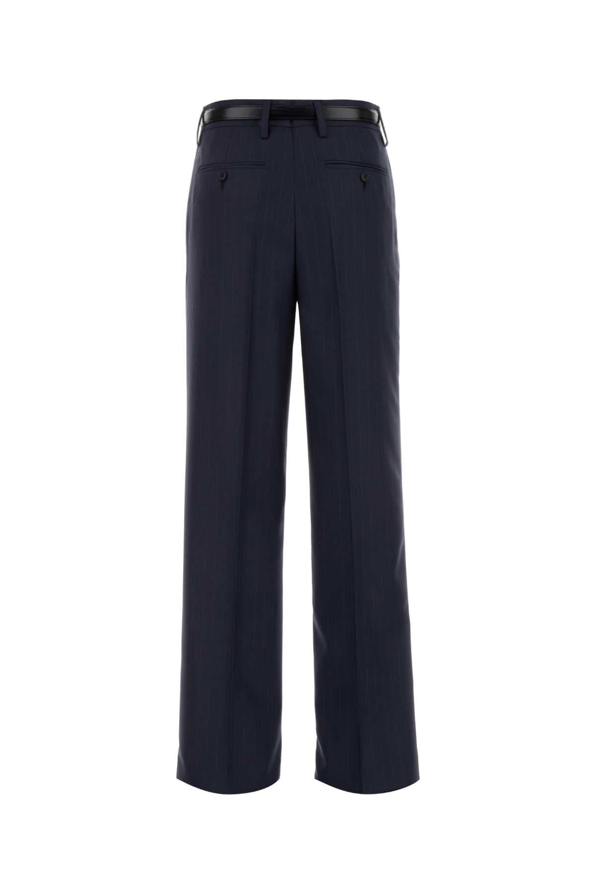 Embroidered Wool Pant Bleu Exterior: Pantaloni