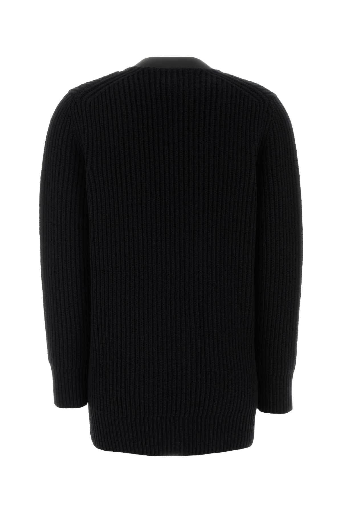 Black Wool Cardigan Nero Exterior: Maglieria