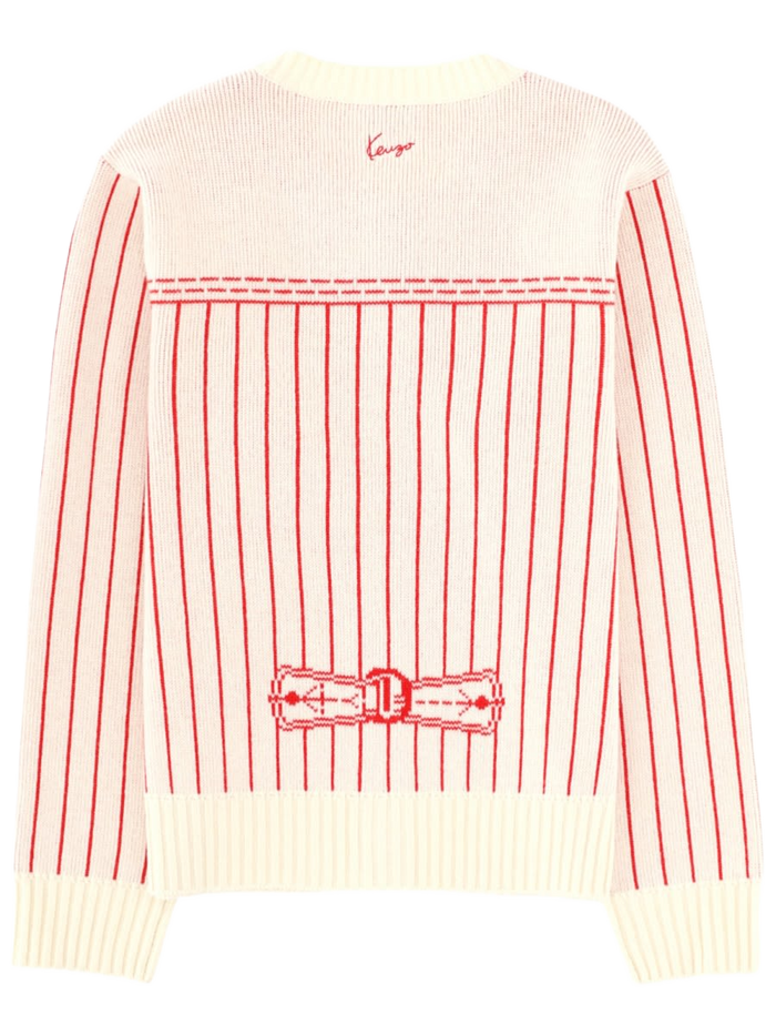 Carigan Trompe Loeil White Wool Cotton Sweater