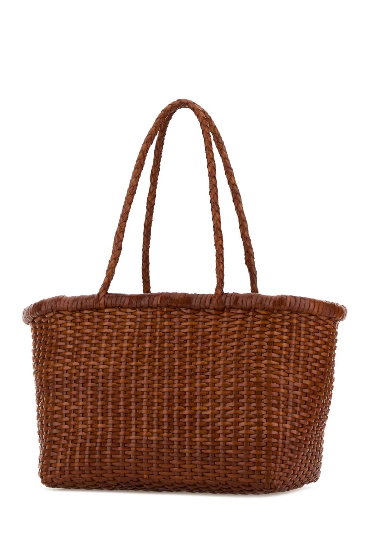 Camel Leather B Weave Bucket Bag Tan Exterior: Borse A Mano