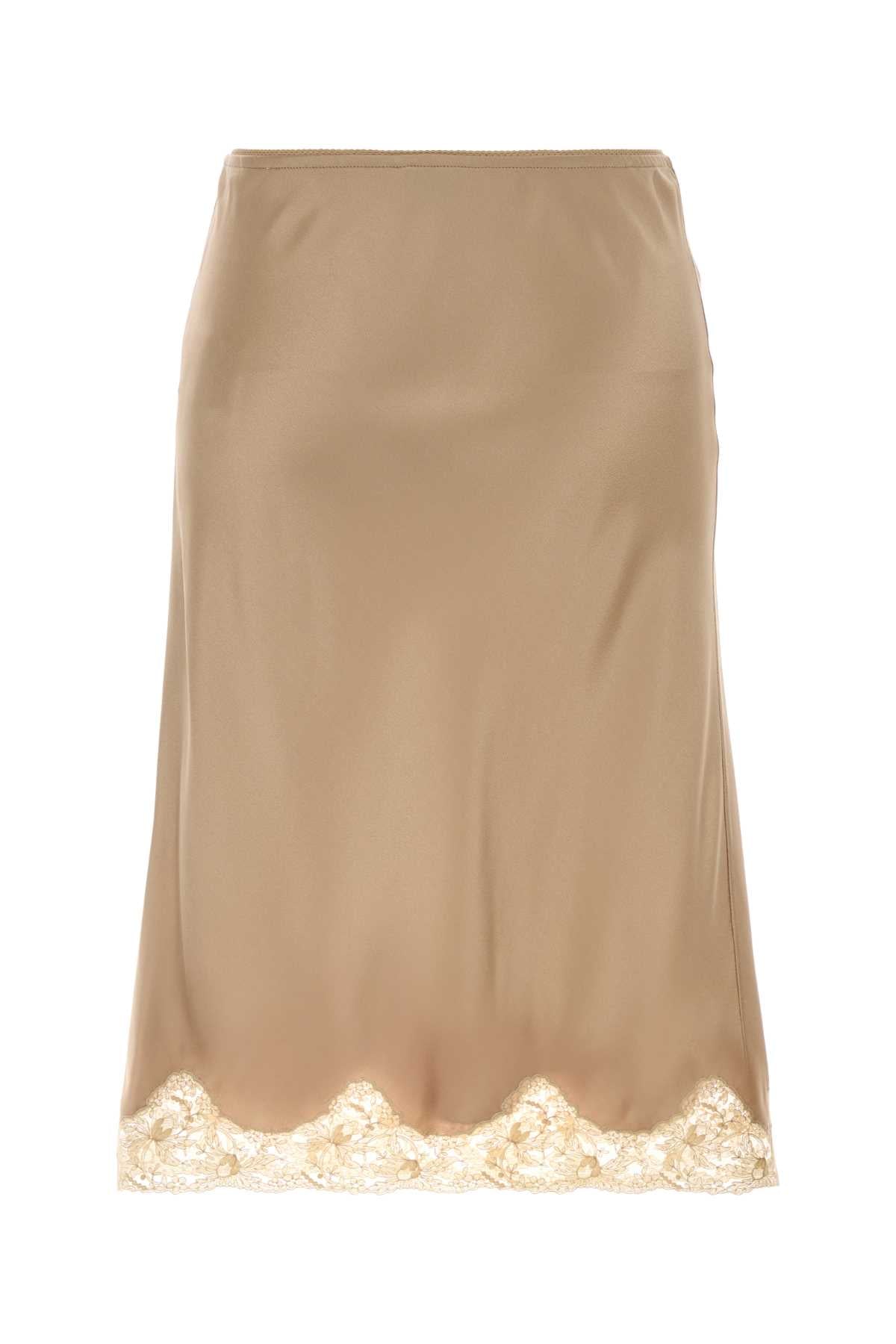 Beige Satin Skirt Beigedore Exterior: Silk Gonne