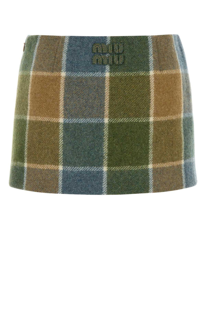 Embroidered Wool Mini Skirt Cammelloavio Gonne