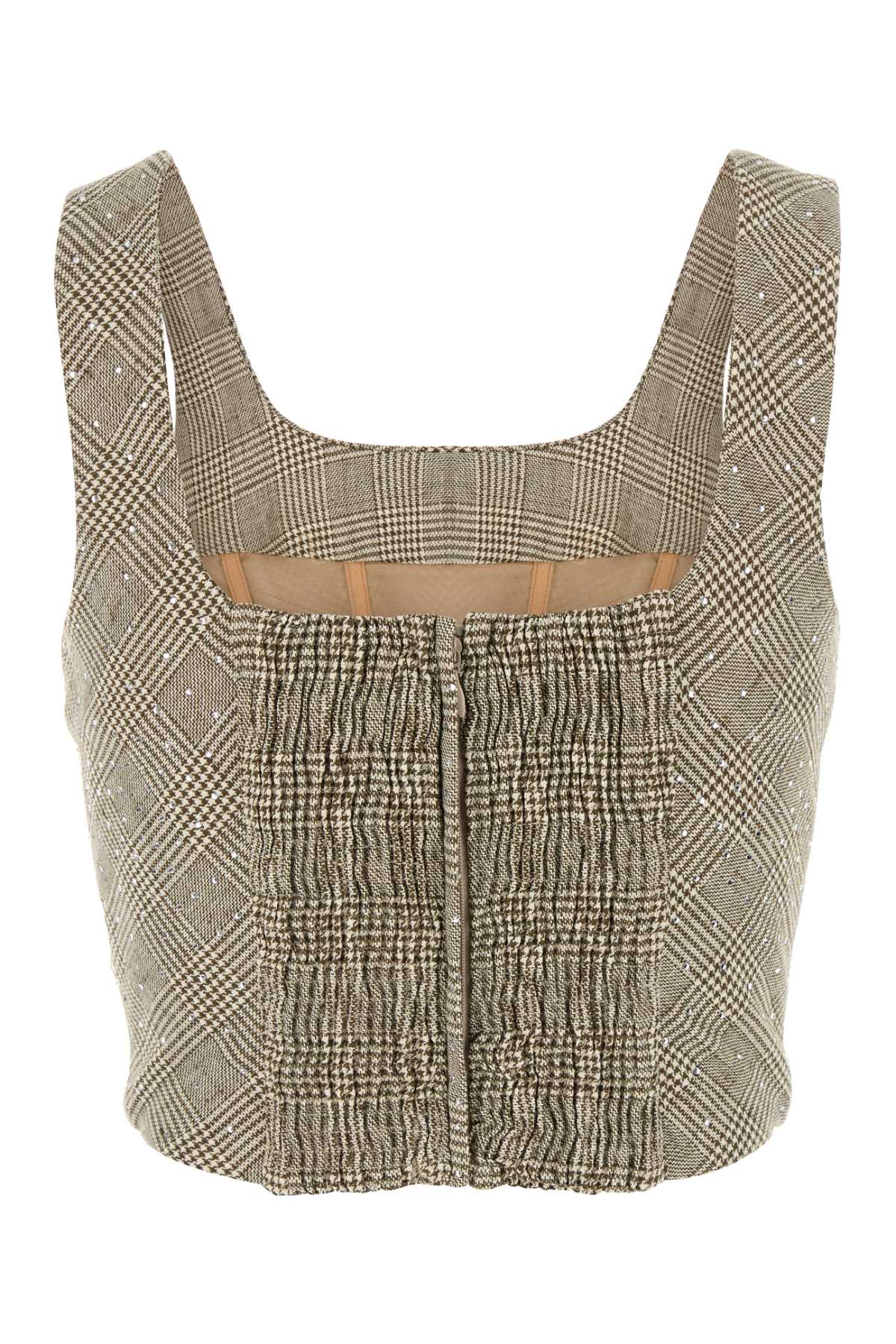 Embroidered Cotton Blend Bodice Beige Maglie