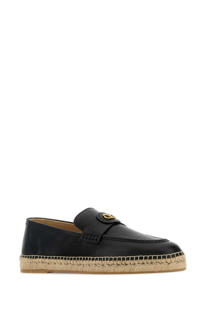 Black Leather Vlogo Espadrilles Nero Espadrillas