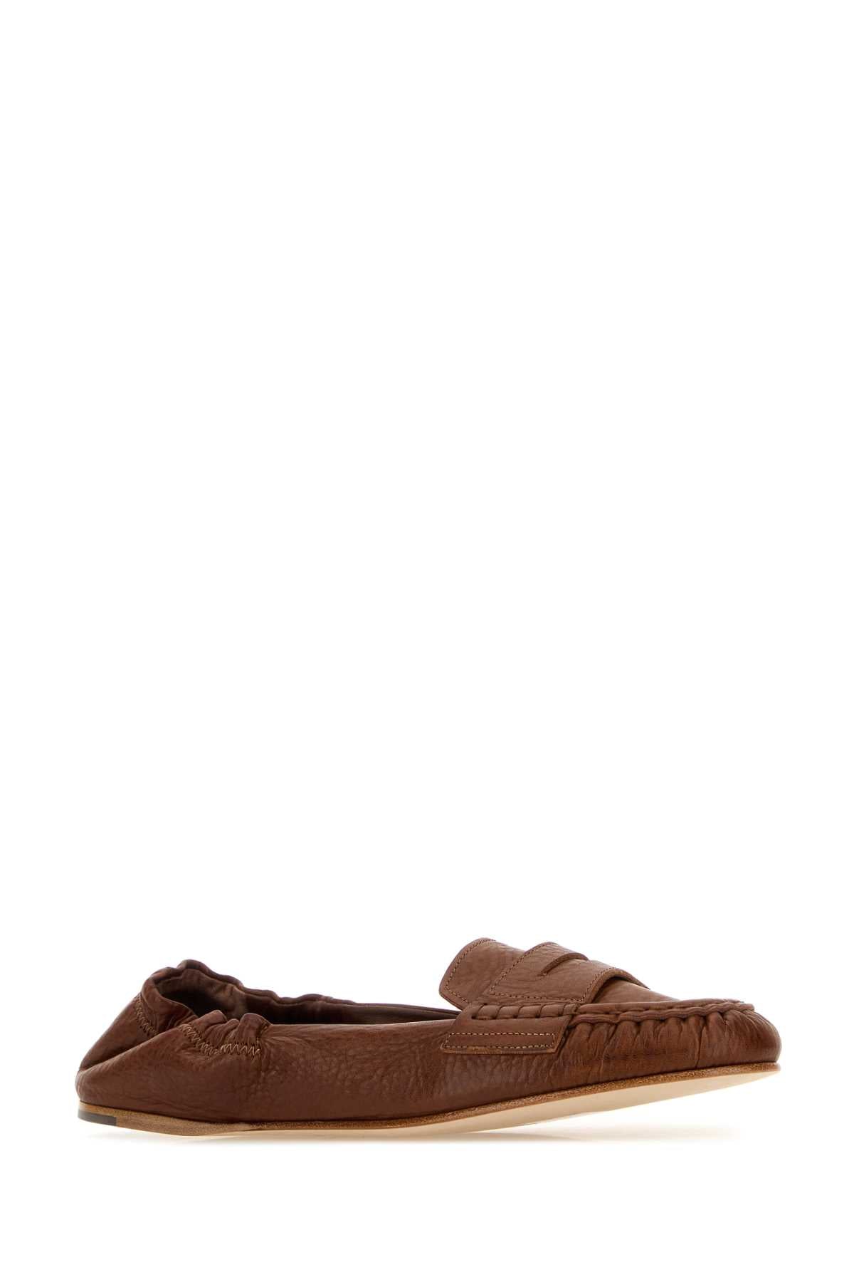 Caramel Leather Loafers Cotto Mocassini