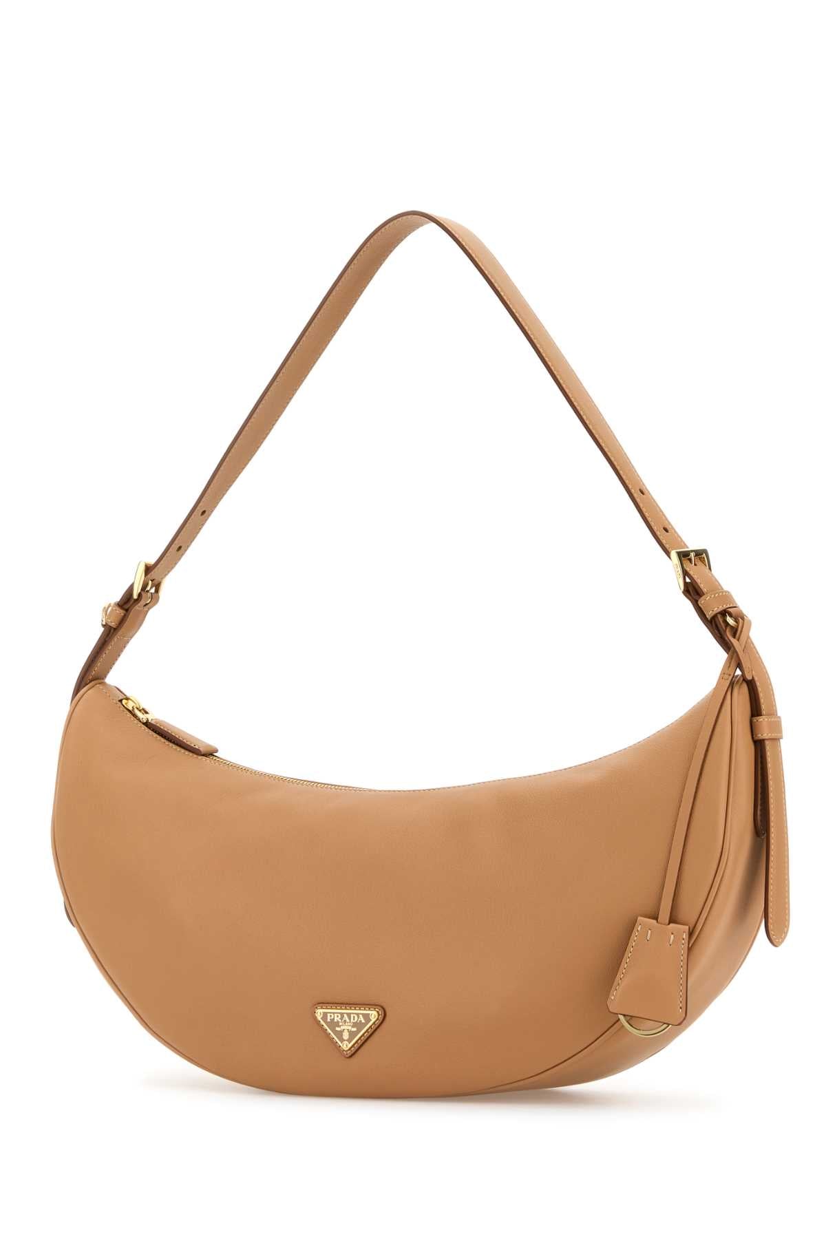 Peach Leather Large Prada Demi-Lune Crossbody Bag Naturale Calfleather Borse A Mano
