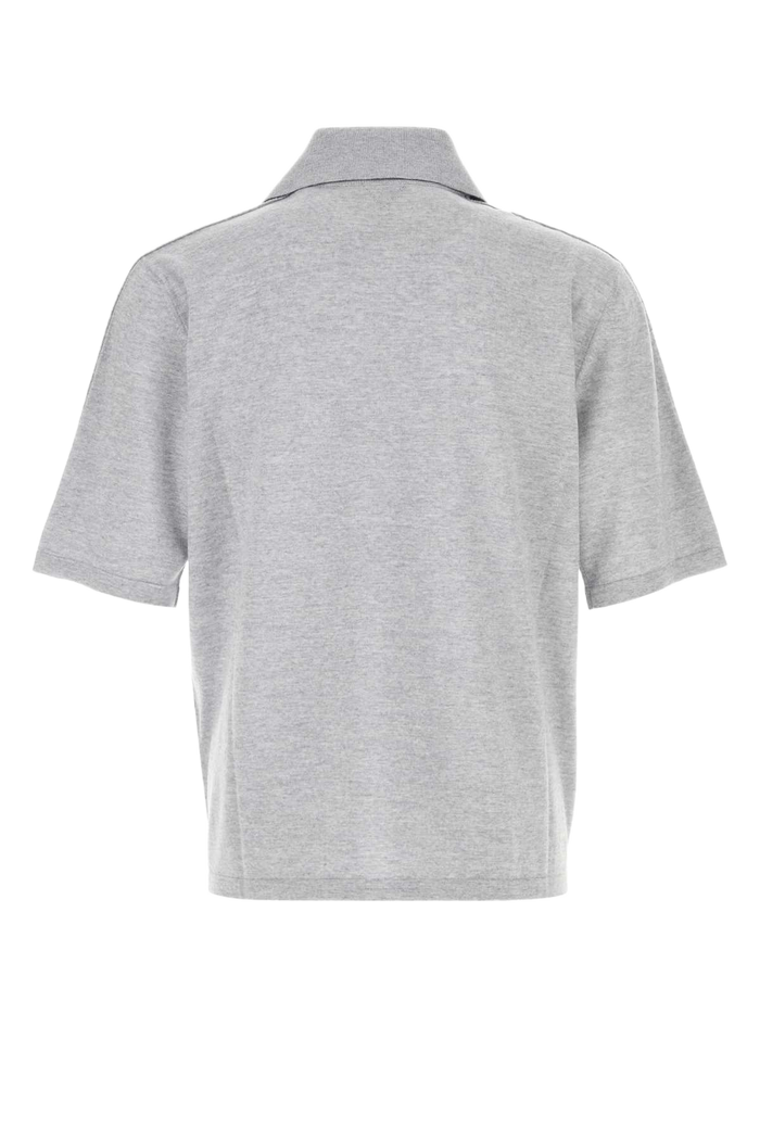Grey Wool Polo Shirt Greymelange Exterior
