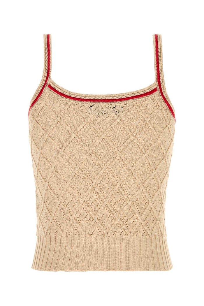 Beige Cotton Tank Top Icetea-26 Exterior: Maglie