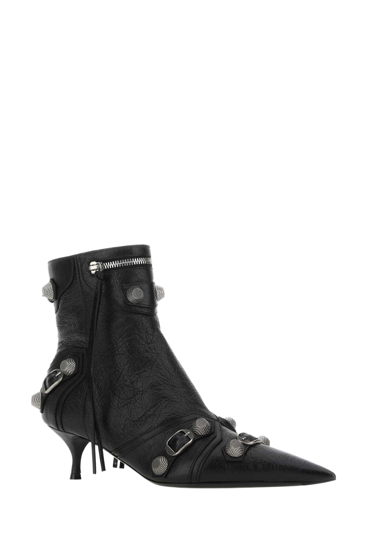 Black Leather Cagole Ankle Boots 1081 Stivali