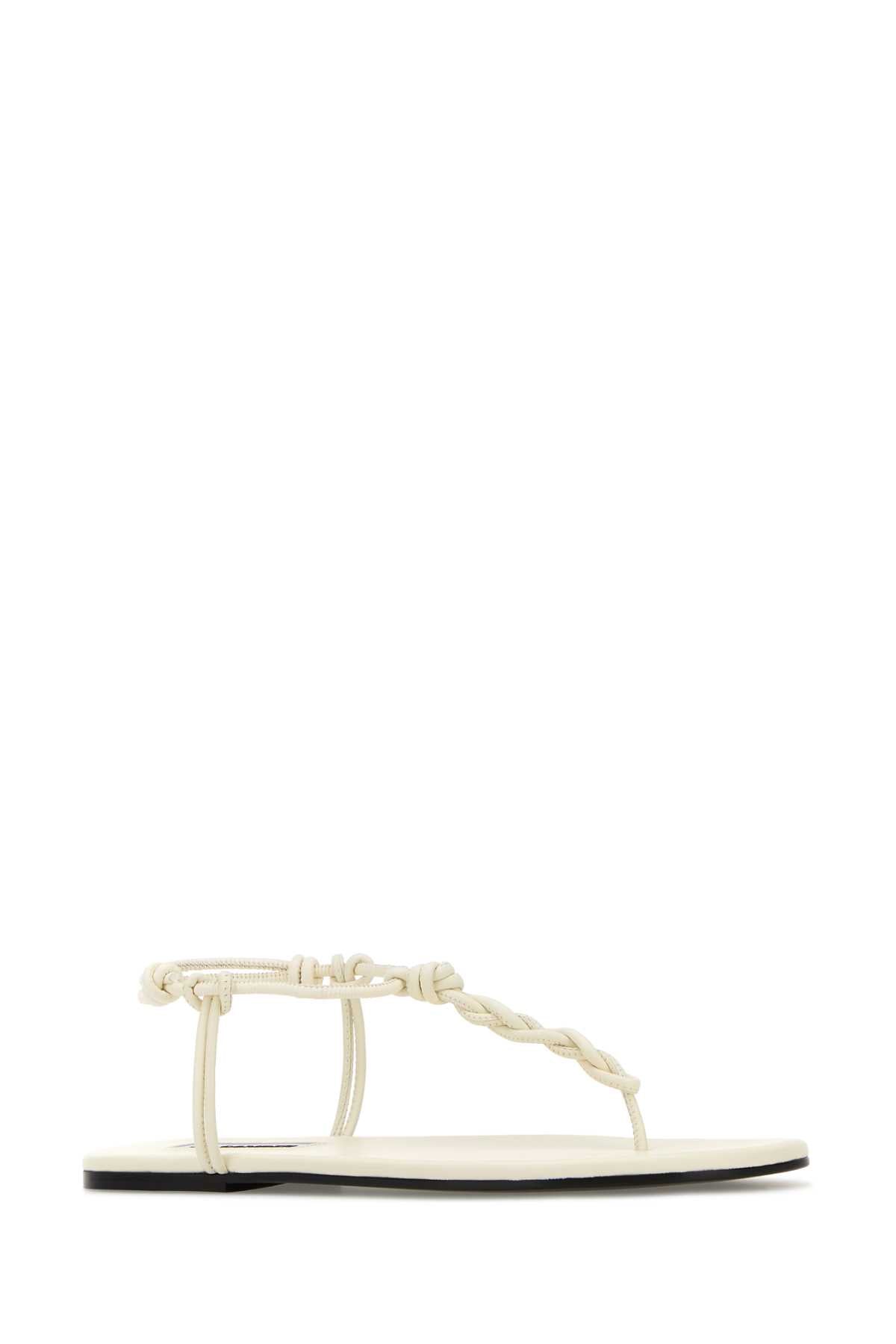 White Leather Tangle Sandals Eggshell Sandali