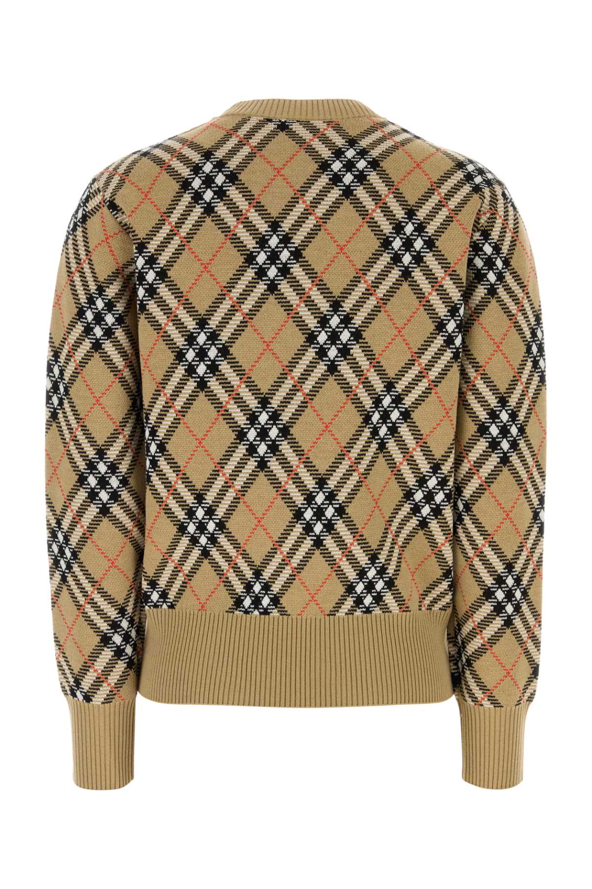 Embroidered Wool Blend Sweater Sandsandipcheck Exterior: Polyester Maglieria