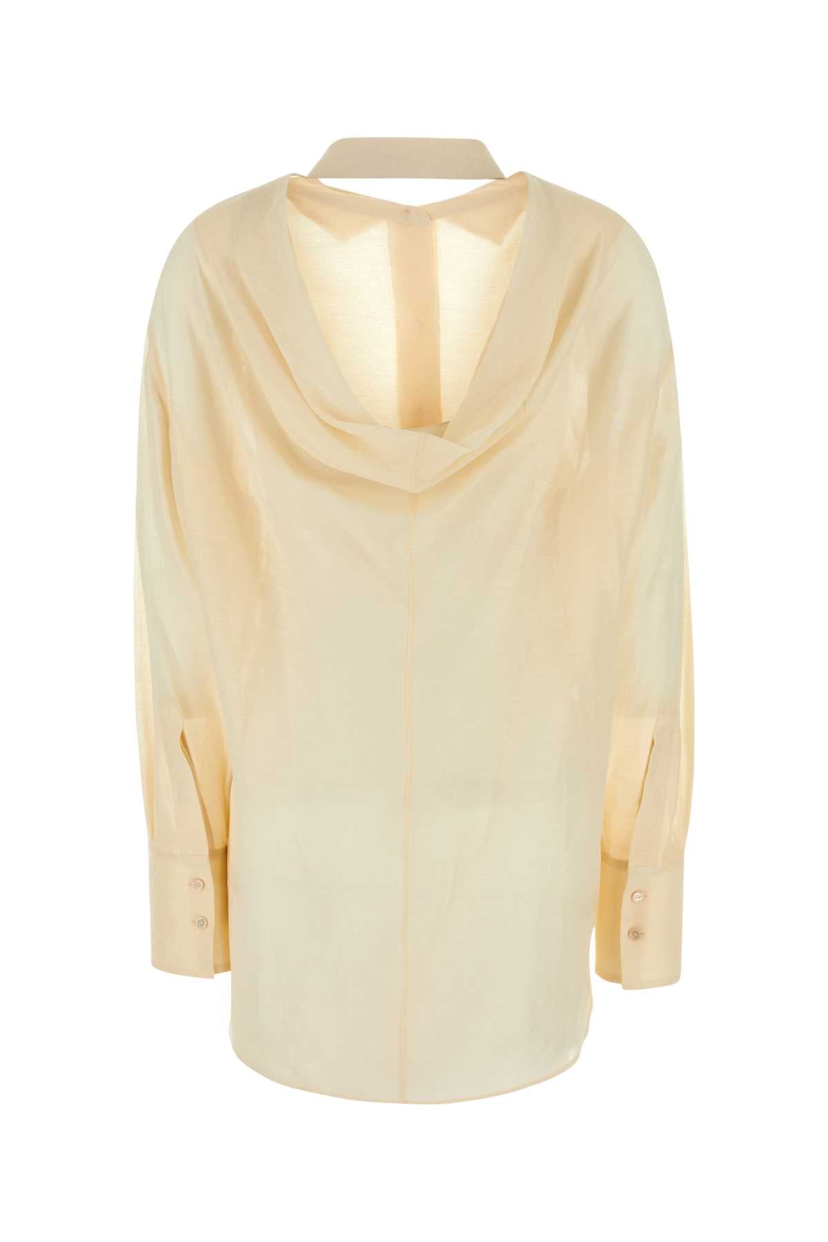 Cream Silk Blend Oversize Shirt Ivory Exterior: Linen Camicie
