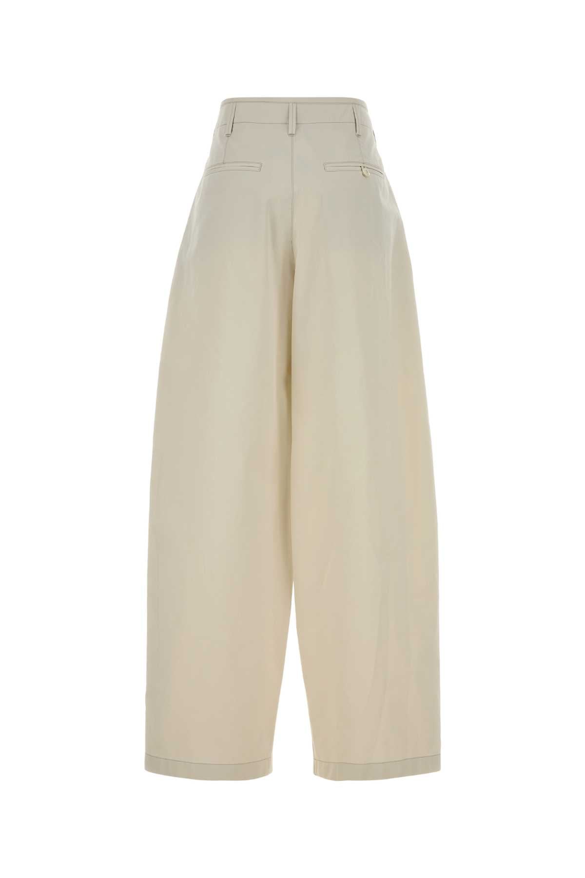Ivory Cotton Wide-Leg Pant Ricepowder Exterior: Pantaloni