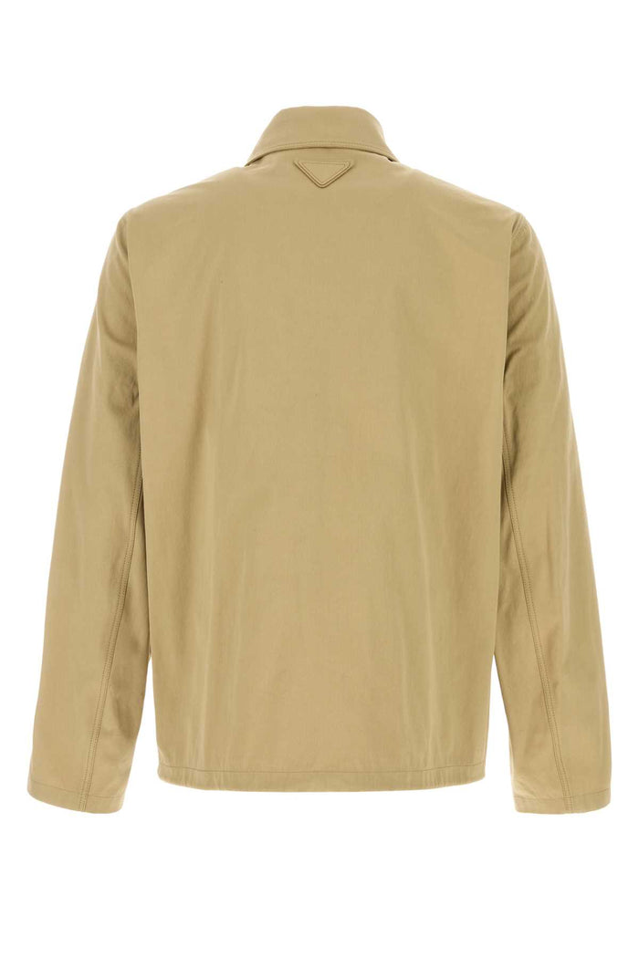 Beige Cotton Jacket Kaki Exterior: Giubbini